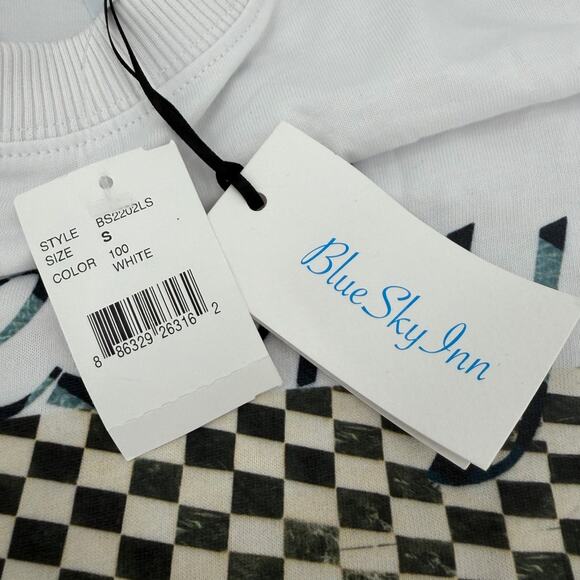 NWT Blue Sky Inn Check Pool Long Sleeve White T-Shirt Men's Size SMALL - Picture 5 of 12